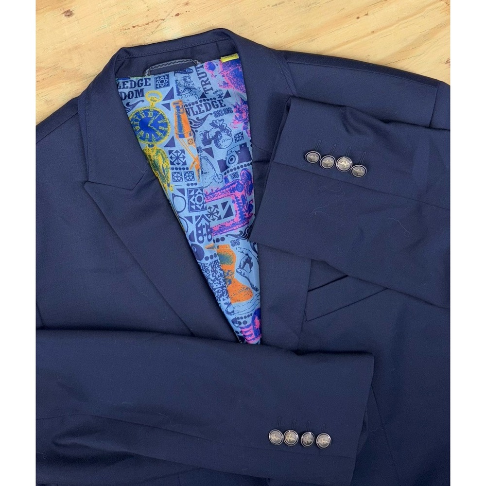 Robert Graham 42 Wool Blazer Metal Button Knowledge Wisdom Truth Suit Jacket